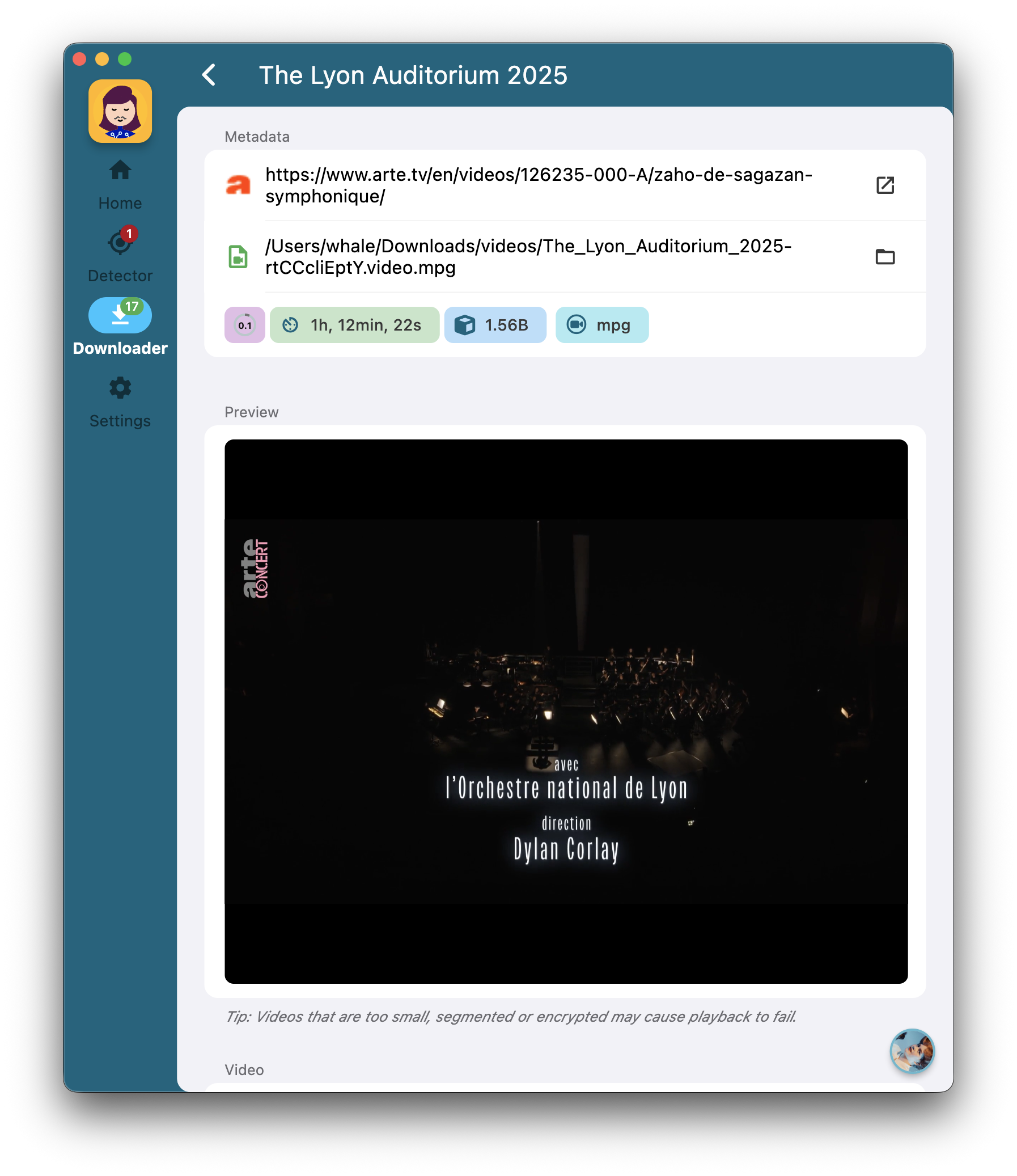 Downloader&#39;s details view